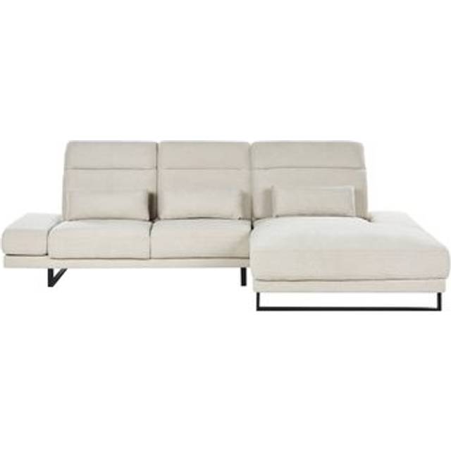 Beliani - Left Hand Corner Sofa Polyester Upholstery Steel Legs Adjustable Armrests and Backrest Living Room Furniture Light Beige Ikast