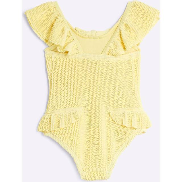 River Island Mini Girls Yellow Textured Frill Swimsuit - 2-3 Yrs
