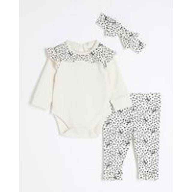 River Island Baby Girls White Bow Bodysuit And Legging Set - 3-6 Mths