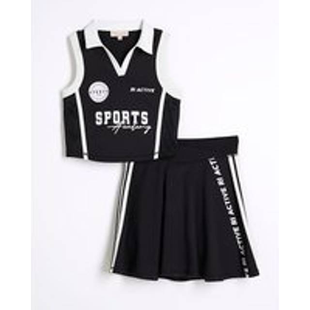 River Island Girls Black Ri Active Polo And Skort Set - 5-6 Yrs