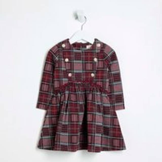River Island Mini Girls Red Check Smock Dress - 4-5 Yrs