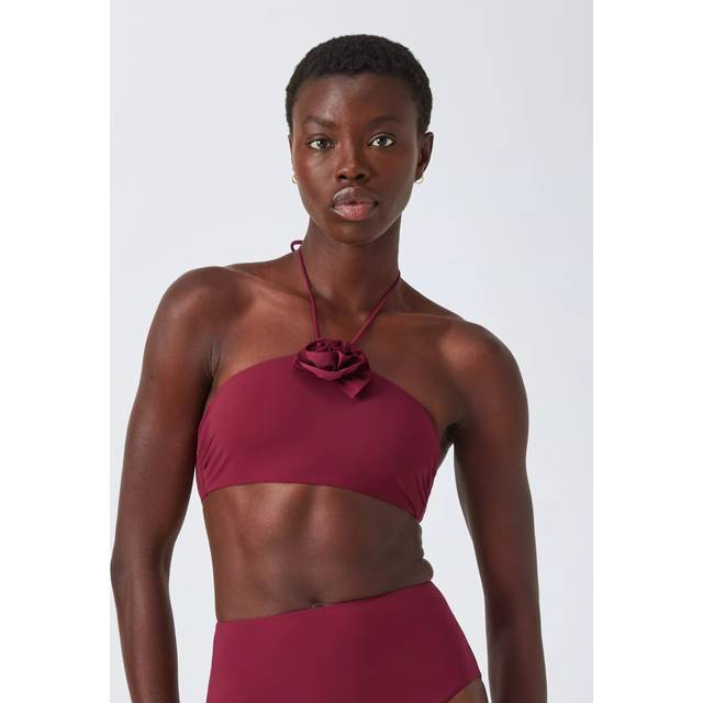 John Lewis Las Flores Halterneck Bikini Top, Dark Red