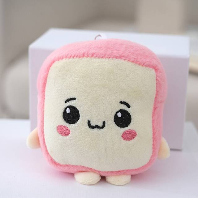 (Dark Pink) Keychain Delightful Plush Character Cute Bread Shape Bag Hanging Toy Lovely Accessory For Bags