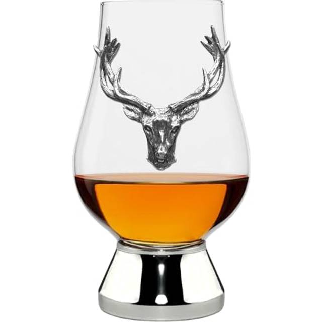 English Pewter Company Glencairn Whisky Crystal Glass Stag Tumbler, 200ml