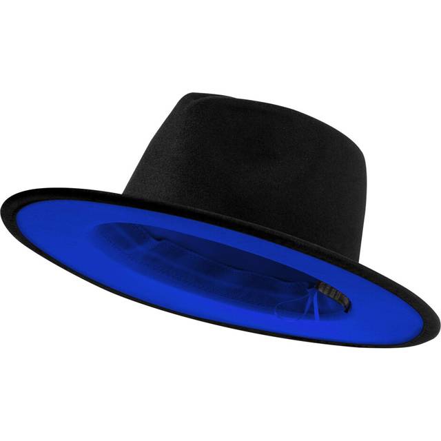 jingsha Women & Men Two Tone Wide Brim Fedora Hats Felt Panama Hats Mens Dress Hats with Belt Buckle