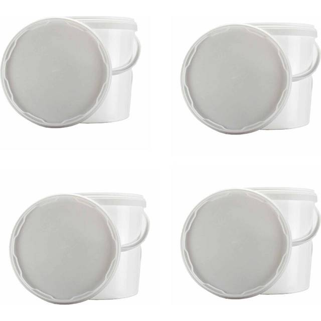 (10 Litre, 5 Buckets) ITP Packaging White Plastic Buckets with Tamper Evident Lids and Handles, 5 Litre, 10 Litre, 20 Litre Sizes