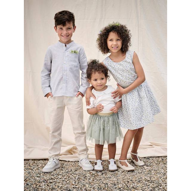Occasion Wear Dress with Floral Print, for Girls blue