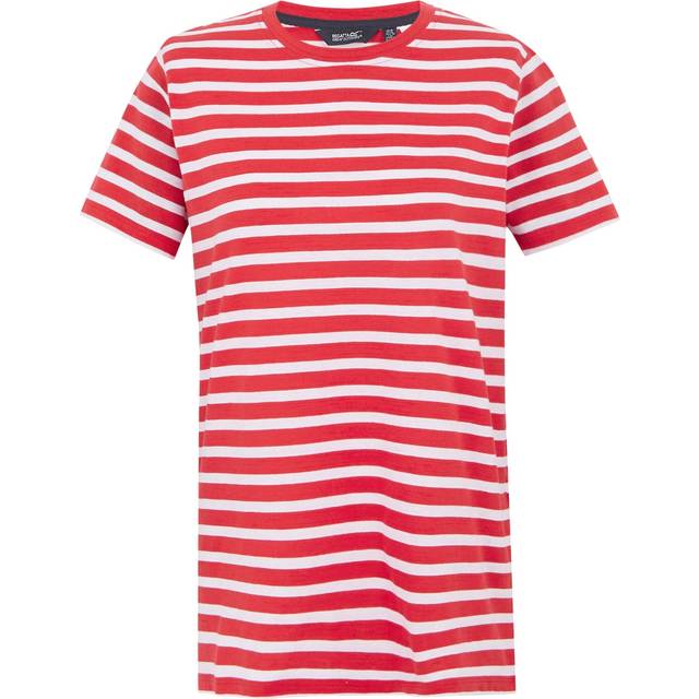 (12 UK, High Risk Red/White) Regatta Womens/Ladies Bayletta Striped T-Shirt