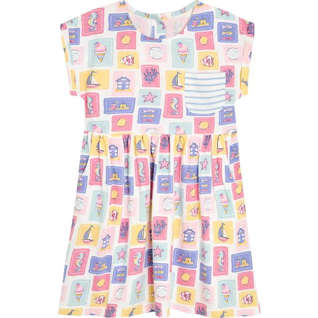 JoJo Maman Bebe Girls Nautical Drop Shoulder Dress - Blue, Blue, Size 2-3 Years - 2-3 YEARS
