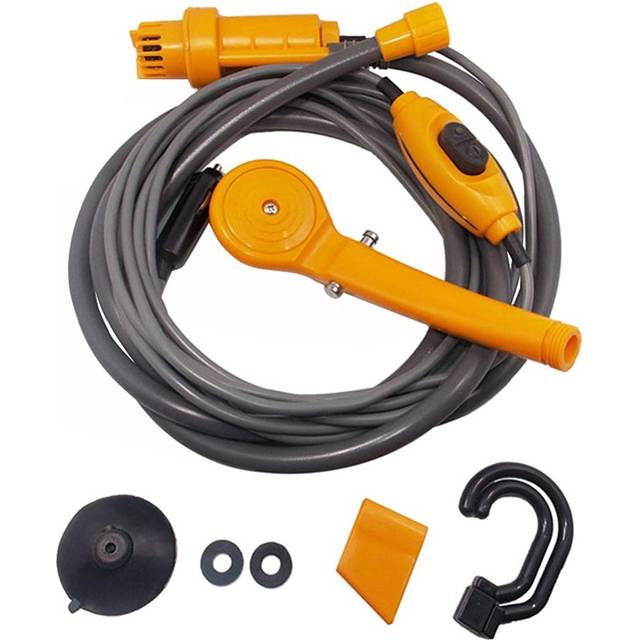 Camping Shower 12V Electric Outdoor Shower Folding Bucket Kit For Travel Car Washing Camping Hiking yellow