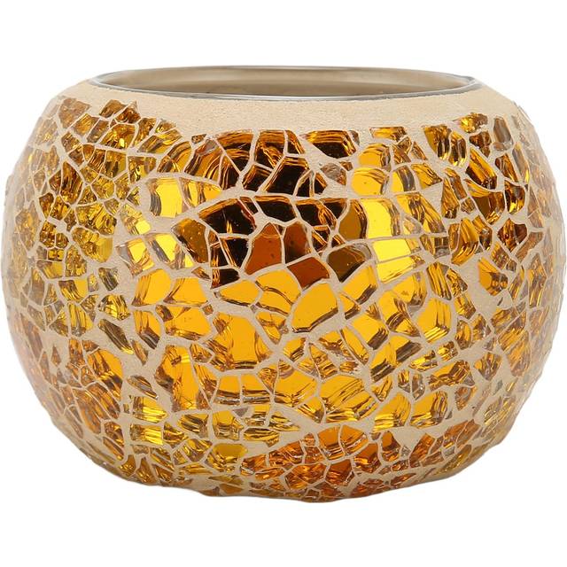 Mosaic Candle Holder Handcrafted Exquisite Romantic Gold Glass Candle Holder Tealight Candle Holder