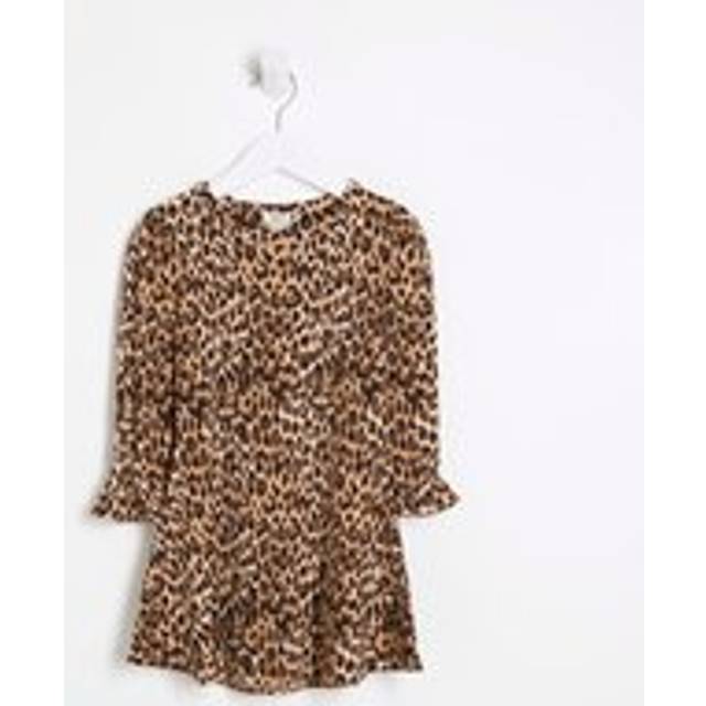 River Island Mini Girls Brown Leopard Skater Dress - 18-24 Mths