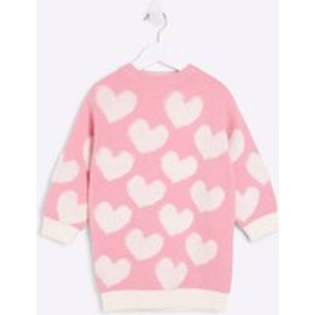 River Island Mini Girls Pink Heart Jumper Dress - 18-24 Mths