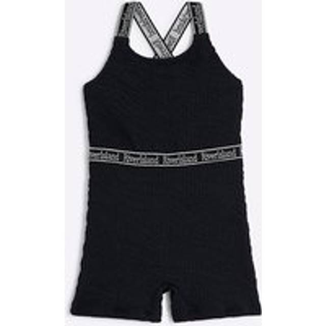 River Island Girls Black Crinkle Textured Swimsuit - 11-12 Yrs