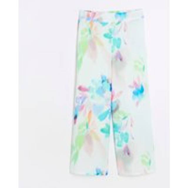 River Island Girls Blue Blur Print Wide Leg Trousers - 5-6 Yrs
