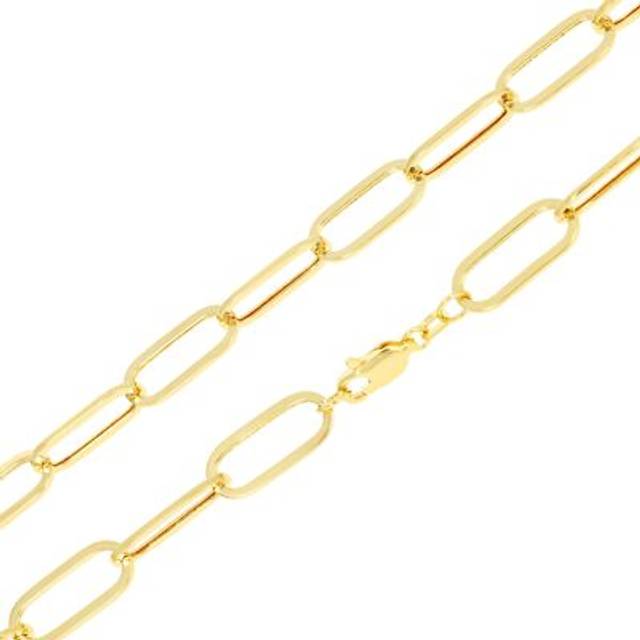 10k yellow gold 7mm paperclip chain elongated link necklace womens mens 16"- 24"