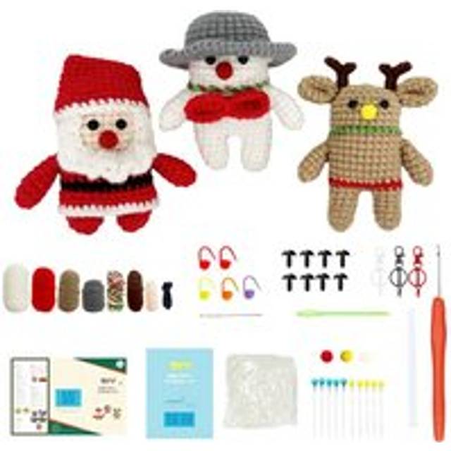 Tlily - Beginner Crochet Kit Christmas Series Kits with Instruction Tutorials Video Peasy Yarn Hook Needle