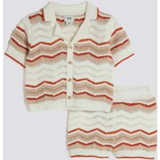 River Island Baby Boys Red Wavy Crochet Set - 3-6 Mths