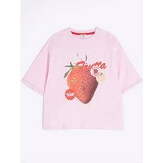 River Island Girls Pink Strawberry T-Shirt - 7-8 Yrs