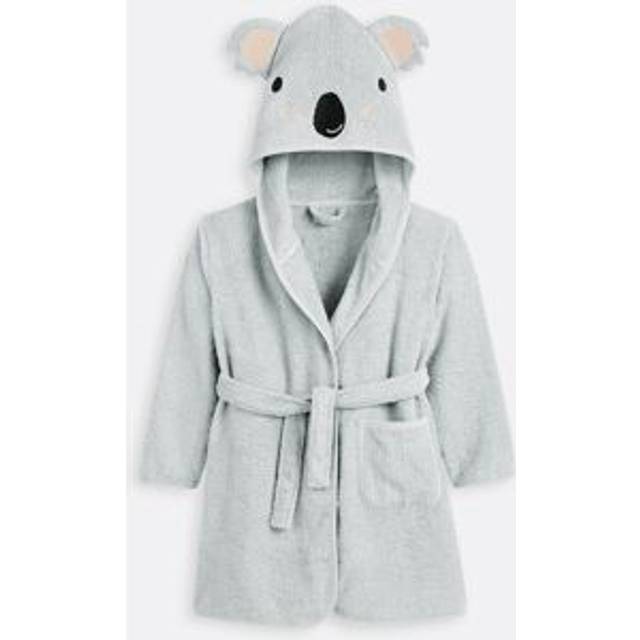 Koala 100% Organic Cotton Towelling Hooded Bathrobe - grey - 6Y (114CM)