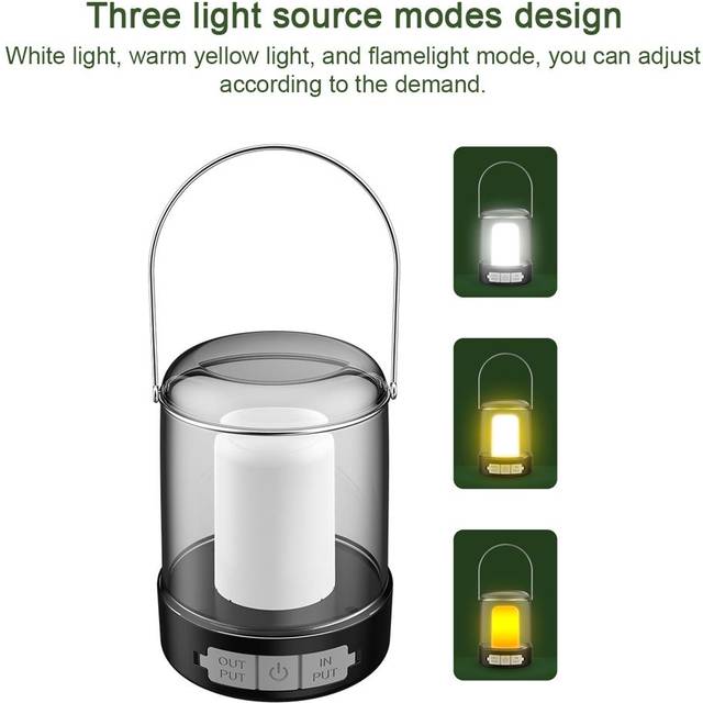 Bärbar campinglampa Multifunktionell utomhusnattlampa Type-C Laddning och USB-utgång 1pcs battery flerfärgad