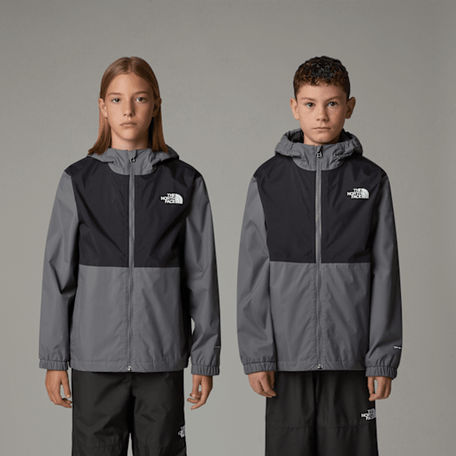The North Face Teen Rain Zip-In Compatible Jacket - Smoked Pearl-TNF Black - S