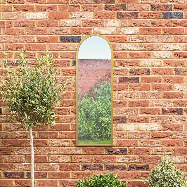Arcus Arched Slim Indoor Outdoor Full Length Wall Mirror - Gold