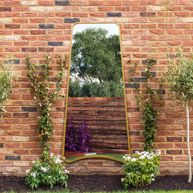 Coartans Abstract Curved Indoor Outdoor Full Length Wall Mirror - Gold