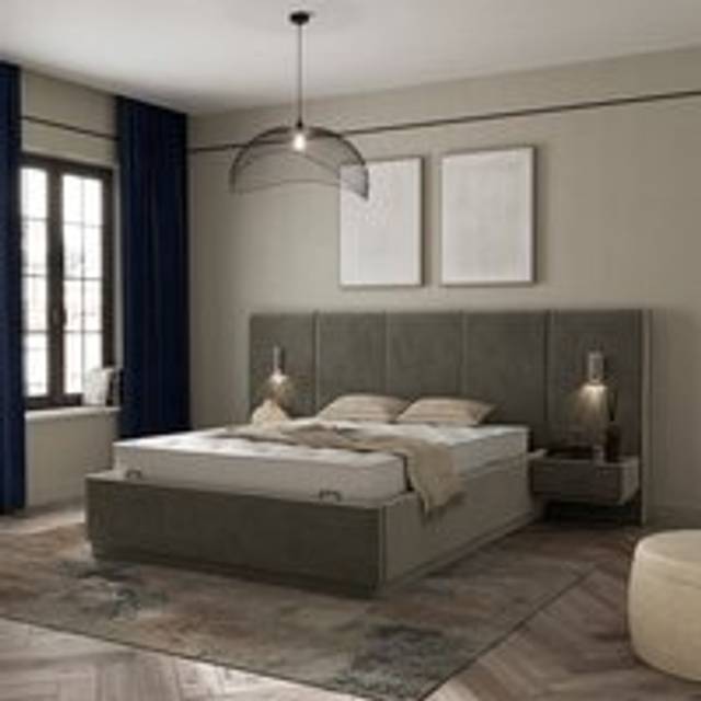 Oversized Ottoman Hotel Bed Frame, Velvet - Dove