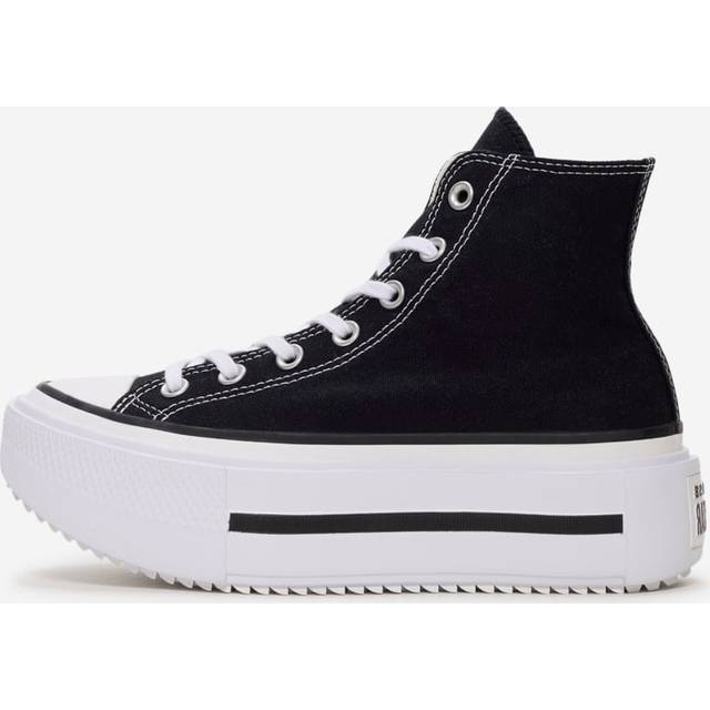 Converse Womens Chuck Taylor All Star Lift Hi Double Trainers Black White, 6.5