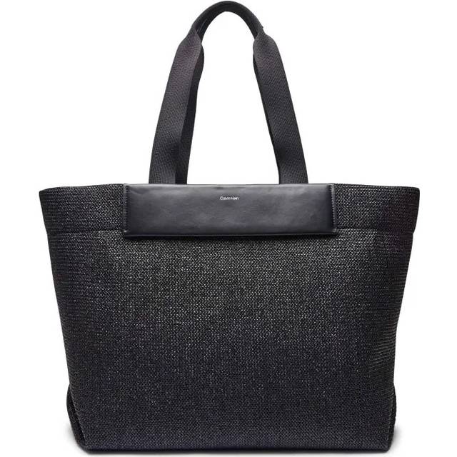 Calvin Klein Raffia Large Shopper Bag - Black, Black, Women
