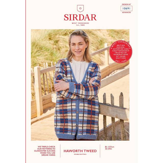 Sirdar Haworth Tweed DK Ladies Cardigan Pattern 10300 81cm-137cm