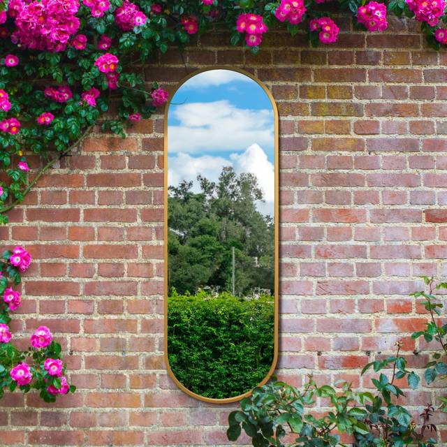 Vultus Lozenge Oval Indoor Outdoor Full Length Wall Mirror - Gold