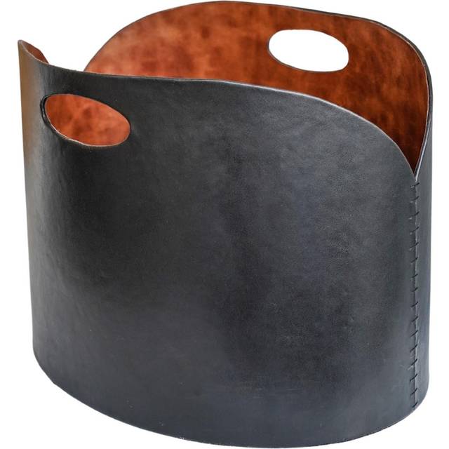 Ivyline Black Faux Leather Log Bucket H30cm W40cm, Black