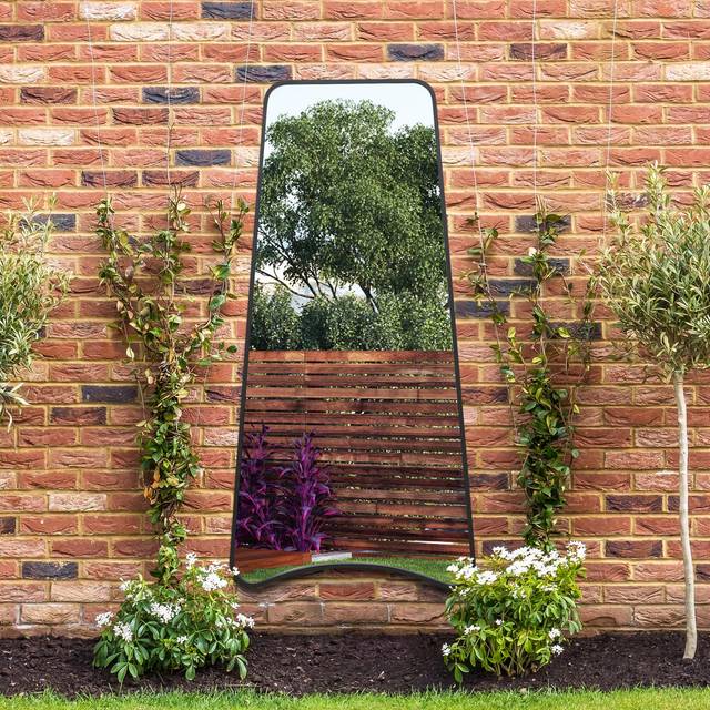 Coartans Abstract Curved Indoor Outdoor Full Length Wall Mirror - Black