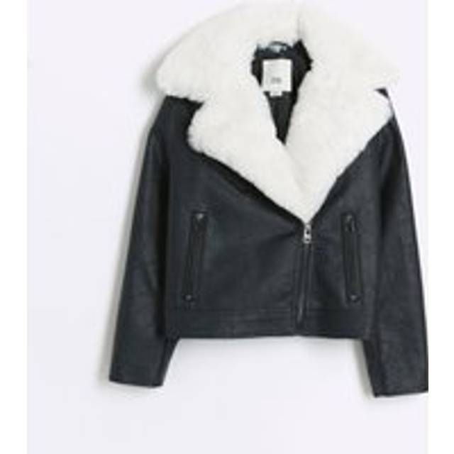 River Island Girls Black Faux Leather Biker Jacket - 13-14 Yrs
