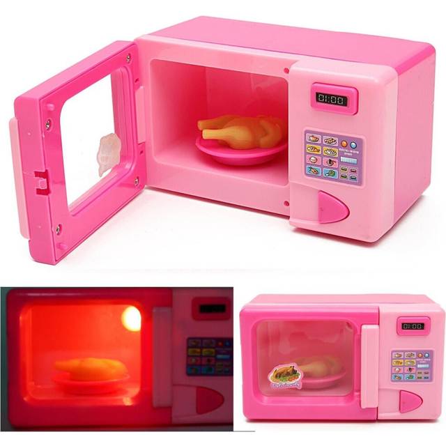 Plastic Pink Microwave Oven Kids Children Girls Home Role Play Pretend Game Toy