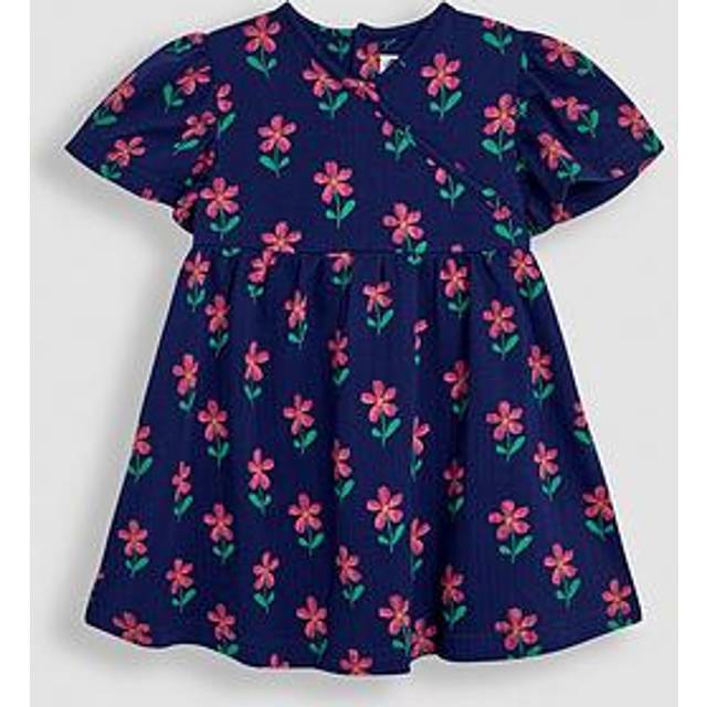 JoJo Maman Bebe Girls Floral Wrap Dress - Blue, Blue, Size 2-3 Years - 2-3 YEARS