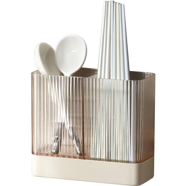 Kitchen Utensil Holder ABS Wall Mounted Multifunctional Draining Chopstick Cage Spoon Forks Storage brown