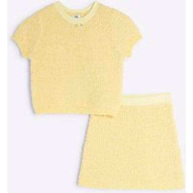 River Island Girls Yellow T-Shirt And A-Line Skirt Set - 9-10 Yrs
