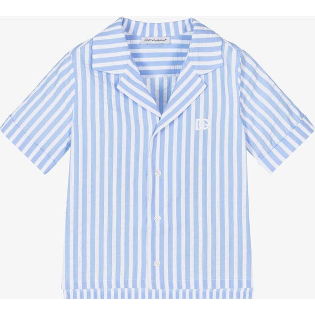 Dolce & Gabbana Boys Blue & White Stripe Cotton Seersucker Shirt - 18-24 month