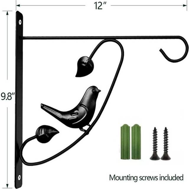 (1) Plant Hanger Wall Bracket Iron Basket Rack Hook Garden Flower Pot Holder Black