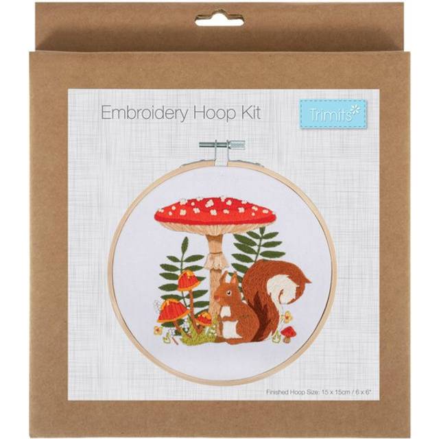 Trimits Toadstool Squirrel Embroidery Hoop Kit - Multicoloured