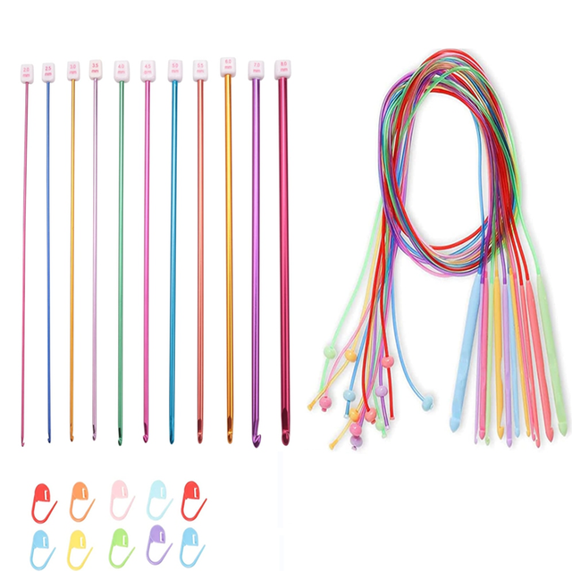 Tunisian Crochet Hooks Set 2-8 Mm Aluminum Afghan Hooks, 3.5-12 Plastic Cable Weave Knitting Needle