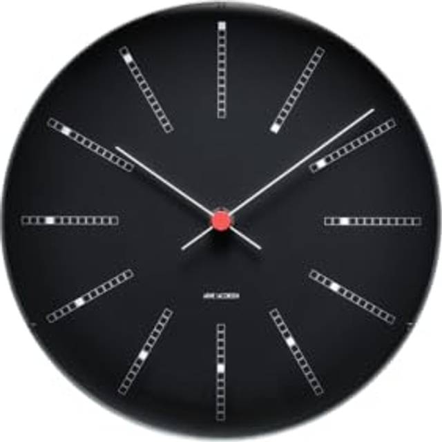 ARNE JACOBSEN 21cm Wall Clock Scandinavian Design Design without Second BANKERS 43636 Black (Quiet Hand) svart