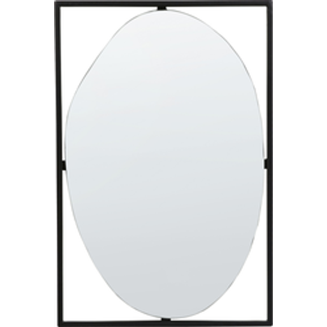 Wall Mounted Decorative Mirror Modern Style Hanging Decor Metal 40 x 60 cm Black Nibelle