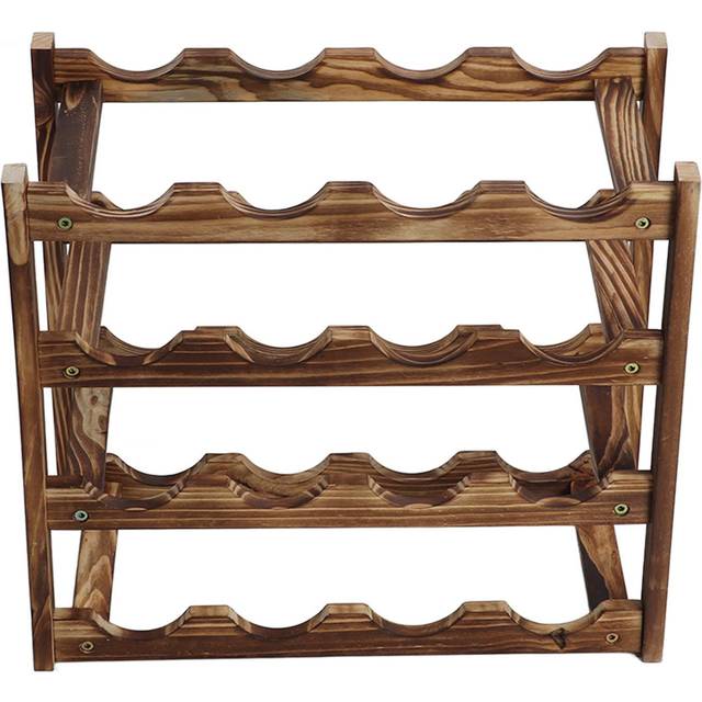 Wine Rack Pine Wood Wine Bottle Storage Shelf Display Organizer Decor for Countertop Home 4 Layer