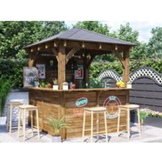 Dunster House Ltd. - Dunster House Garden Bar Wooden Outdoor Pub Shed Gazebo 2.5m x 2.5m Heavy Duty Barzebo Leviathan l
