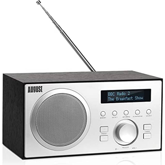 August Dab+ Fm Dual Alarm Clock Radio With Bluetooth Speaker Aux Usb Input Lcd Screen Mb420 [black], Black
