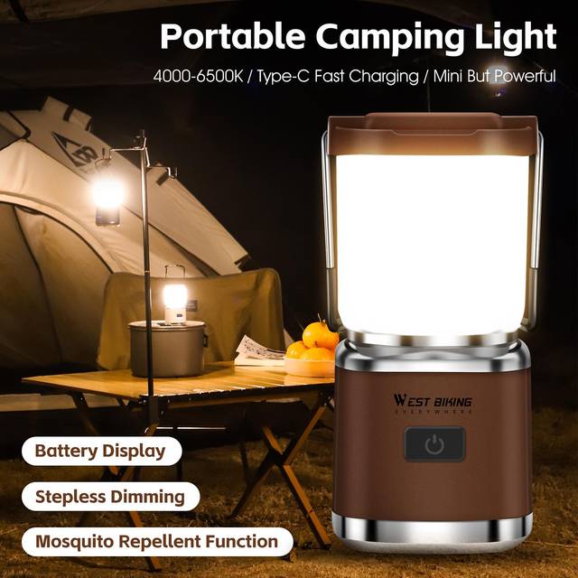 Outdoor Portable Camping Light USB Rechargeable Compact HandLamp Cordless Tent Light Stepless blå